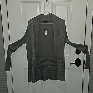 Verve Ami, gray sparkly women's long sleeved cardigan.
